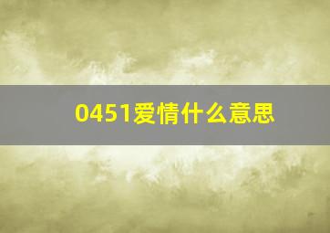 0451爱情什么意思