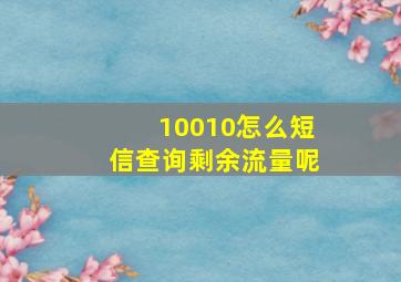 10010怎么短信查询剩余流量呢