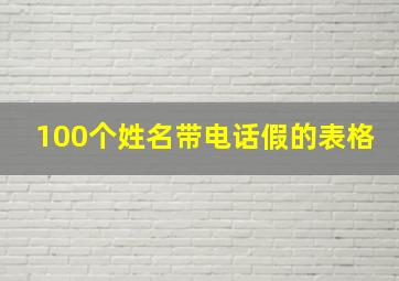 100个姓名带电话假的表格