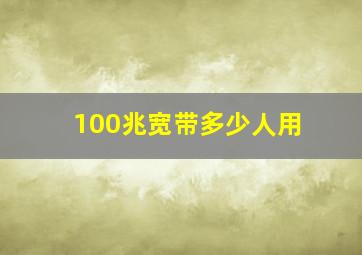 100兆宽带多少人用