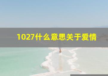 1027什么意思关于爱情