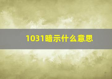 1031暗示什么意思