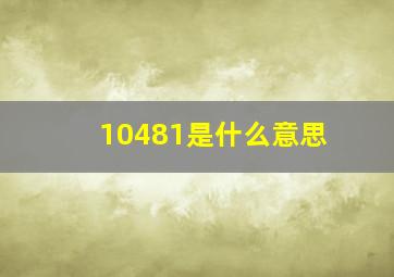 10481是什么意思