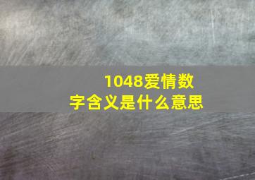 1048爱情数字含义是什么意思