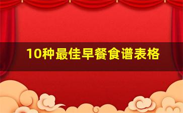 10种最佳早餐食谱表格