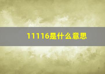 11116是什么意思