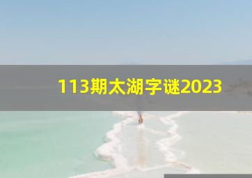 113期太湖字谜2023