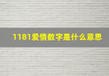 1181爱情数字是什么意思