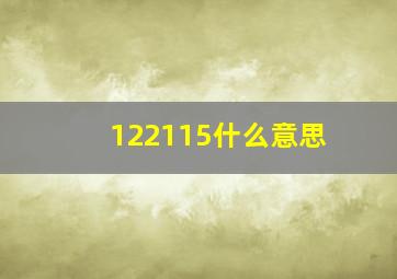 122115什么意思