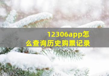 12306app怎么查询历史购票记录