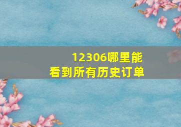 12306哪里能看到所有历史订单