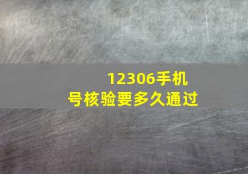 12306手机号核验要多久通过