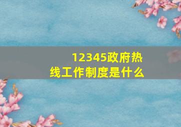 12345政府热线工作制度是什么