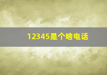 12345是个啥电话