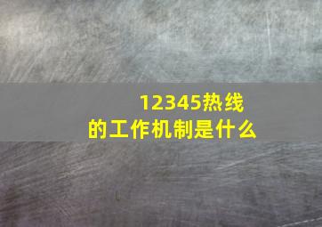 12345热线的工作机制是什么