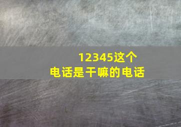 12345这个电话是干嘛的电话