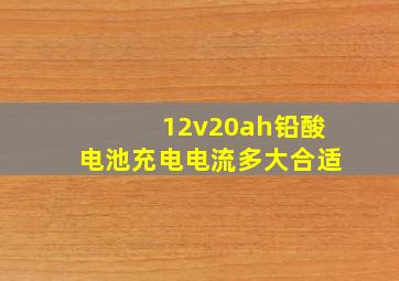 12v20ah铅酸电池充电电流多大合适