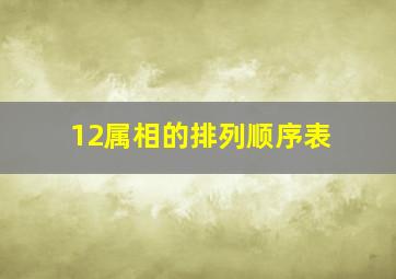 12属相的排列顺序表