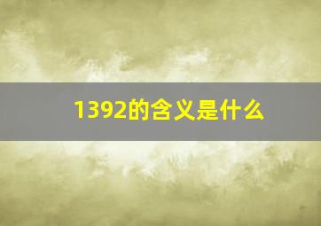 1392的含义是什么