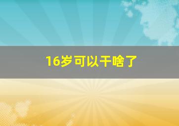 16岁可以干啥了