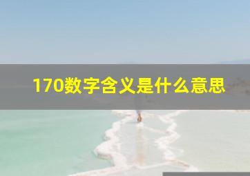 170数字含义是什么意思