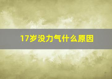 17岁没力气什么原因