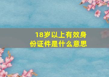 18岁以上有效身份证件是什么意思