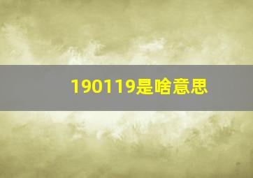 190119是啥意思