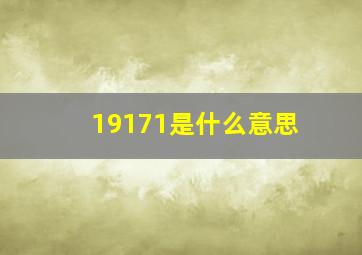 19171是什么意思