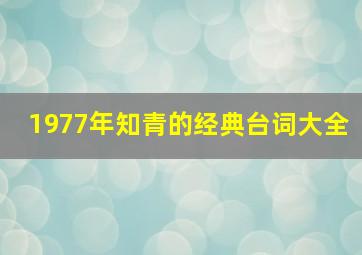 1977年知青的经典台词大全