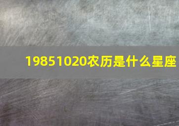 19851020农历是什么星座