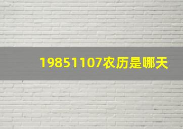 19851107农历是哪天