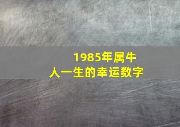 1985年属牛人一生的幸运数字