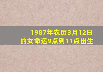 1987年农历3月12日的女命运9点到11点出生