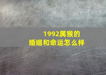 1992属猴的婚姻和命运怎么样