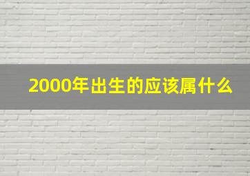 2000年出生的应该属什么