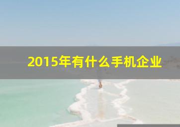 2015年有什么手机企业