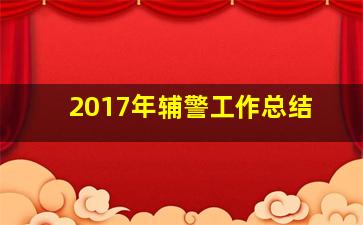 2017年辅警工作总结