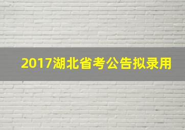 2017湖北省考公告拟录用