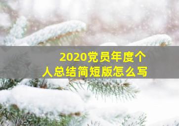 2020党员年度个人总结简短版怎么写