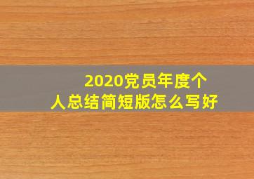 2020党员年度个人总结简短版怎么写好