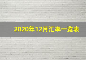 2020年12月汇率一览表