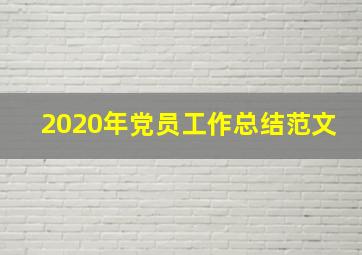 2020年党员工作总结范文