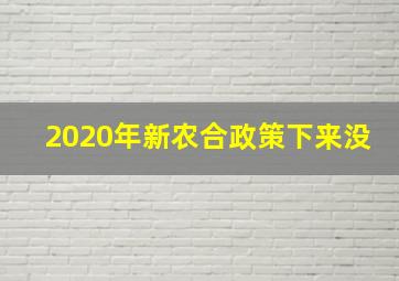 2020年新农合政策下来没