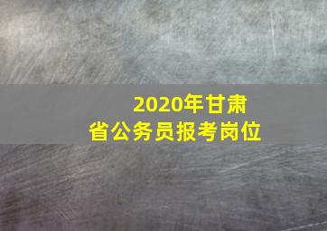 2020年甘肃省公务员报考岗位