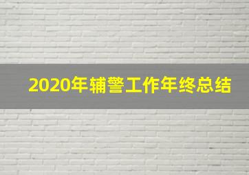 2020年辅警工作年终总结