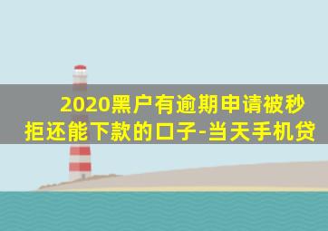 2020黑户有逾期申请被秒拒还能下款的口子-当天手机贷