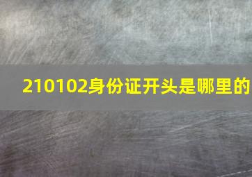 210102身份证开头是哪里的