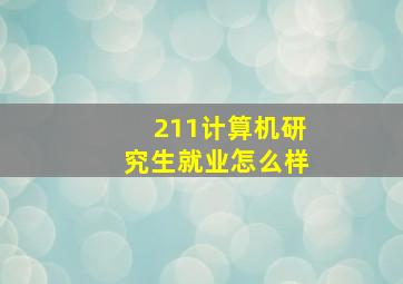 211计算机研究生就业怎么样