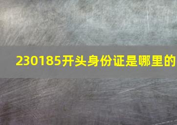 230185开头身份证是哪里的